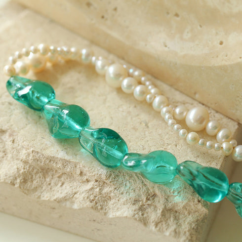 Retro Blue Bold Baroque Pearls Necklace and Earrings (Purchase Individually) - Zafari Studio Jewelry